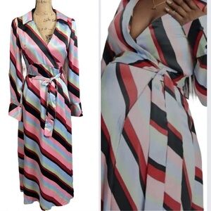 ASOS DESIGN WRAP MAXI DRESS MULTI STRIPED PRINT EXPANDABLE FOR  MATERNITY EUC